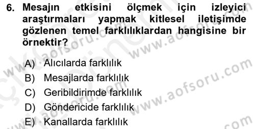 Tanıtım Ve Pazarlama Dersi 2018 - 2019 Yılı (Vize) Ara Sınav Soruları 6. Soru