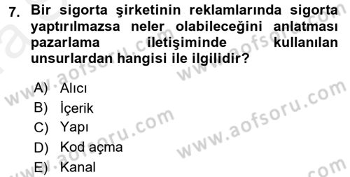 Tanıtım Ve Pazarlama Dersi 2018 - 2019 Yılı (Vize) Ara Sınav Soruları 7. Soru