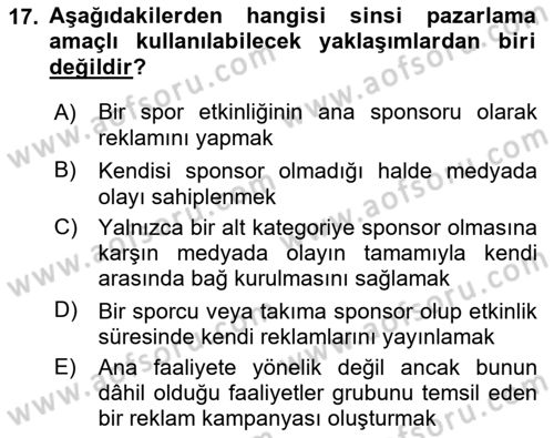 Tanıtım Ve Pazarlama Dersi 2018 - 2019 Yılı (Final) Dönem Sonu Sınav Soruları 17. Soru