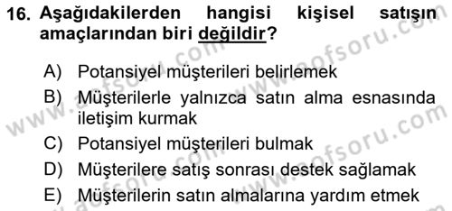 Tanıtım Ve Pazarlama Dersi 2018 - 2019 Yılı Yaz Okulu Sınav Soruları 16. Soru