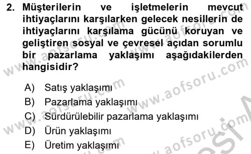 Tanıtım Ve Pazarlama Dersi 2018 - 2019 Yılı Yaz Okulu Sınav Soruları 2. Soru
