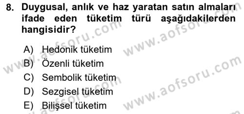 Tanıtım Ve Pazarlama Dersi 2018 - 2019 Yılı Yaz Okulu Sınav Soruları 8. Soru