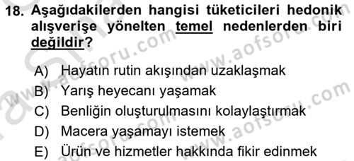 Tanıtım Ve Pazarlama Dersi 2019 - 2020 Yılı (Vize) Ara Sınav Soruları 18. Soru