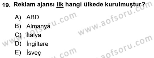 Tanıtım Ve Pazarlama Dersi 2019 - 2020 Yılı (Vize) Ara Sınav Soruları 19. Soru