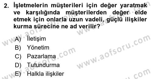 Tanıtım Ve Pazarlama Dersi 2019 - 2020 Yılı (Vize) Ara Sınav Soruları 2. Soru
