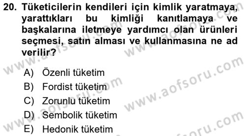 Tanıtım Ve Pazarlama Dersi 2019 - 2020 Yılı (Vize) Ara Sınav Soruları 20. Soru