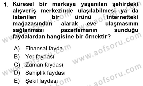 Tanıtım Ve Pazarlama Dersi 2019 - 2020 Yılı (Final) Dönem Sonu Sınav Soruları 1. Soru