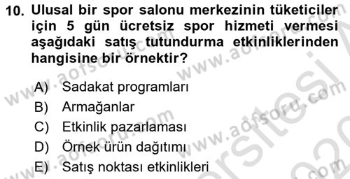 Tanıtım Ve Pazarlama Dersi 2019 - 2020 Yılı (Final) Dönem Sonu Sınav Soruları 10. Soru