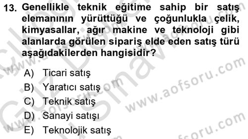 Tanıtım Ve Pazarlama Dersi 2019 - 2020 Yılı (Final) Dönem Sonu Sınav Soruları 13. Soru
