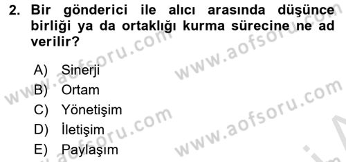 Tanıtım Ve Pazarlama Dersi 2019 - 2020 Yılı (Final) Dönem Sonu Sınav Soruları 2. Soru
