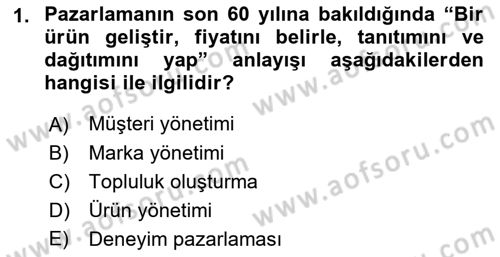 Tanıtım Ve Pazarlama Dersi 2019 - 2020 Yılı Yaz Okulu Sınav Soruları 1. Soru
