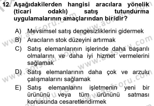 Tanıtım Ve Pazarlama Dersi 2019 - 2020 Yılı Yaz Okulu Sınav Soruları 12. Soru