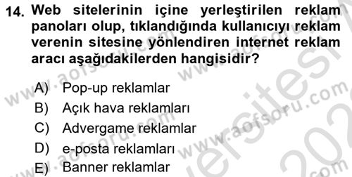 Tanıtım Ve Pazarlama Dersi Ara Sınavı Deneme Sınav Soruları 14. Soru