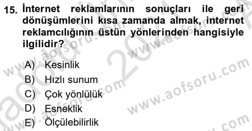 Tanıtım Ve Pazarlama Dersi Ara Sınavı Deneme Sınav Soruları 15. Soru