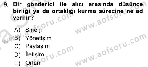 Tanıtım Ve Pazarlama Dersi Ara Sınavı Deneme Sınav Soruları 9. Soru