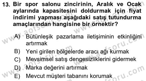 Tanıtım Ve Pazarlama Dersi 2020 - 2021 Yılı Yaz Okulu Sınav Soruları 13. Soru