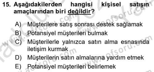 Tanıtım Ve Pazarlama Dersi 2020 - 2021 Yılı Yaz Okulu Sınav Soruları 15. Soru