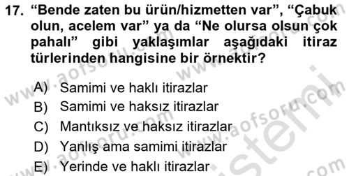 Tanıtım Ve Pazarlama Dersi 2020 - 2021 Yılı Yaz Okulu Sınav Soruları 17. Soru