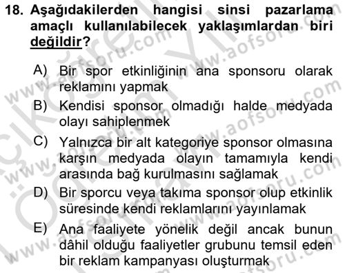 Tanıtım Ve Pazarlama Dersi 2020 - 2021 Yılı Yaz Okulu Sınav Soruları 18. Soru