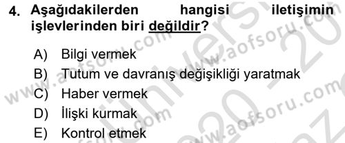 Tanıtım Ve Pazarlama Dersi 2020 - 2021 Yılı Yaz Okulu Sınav Soruları 4. Soru