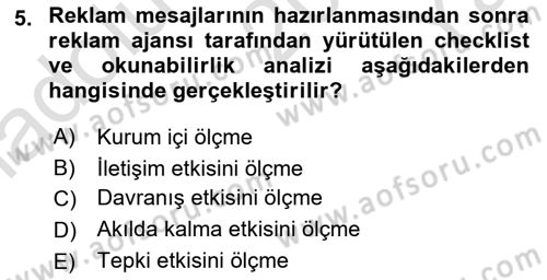 Tanıtım Ve Pazarlama Dersi 2020 - 2021 Yılı Yaz Okulu Sınav Soruları 5. Soru