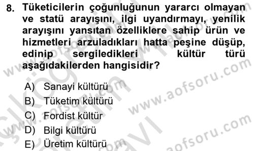Tanıtım Ve Pazarlama Dersi 2020 - 2021 Yılı Yaz Okulu Sınav Soruları 8. Soru