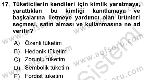 Tanıtım Ve Pazarlama Dersi 2021 - 2022 Yılı (Vize) Ara Sınav Soruları 17. Soru