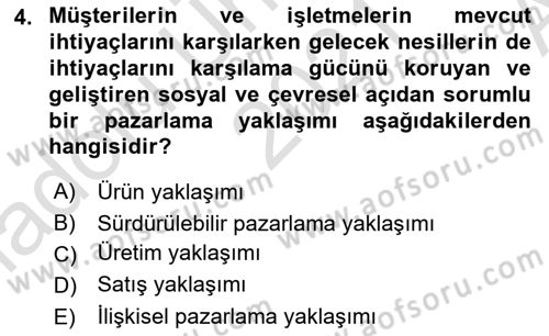 Tanıtım Ve Pazarlama Dersi 2021 - 2022 Yılı (Vize) Ara Sınav Soruları 4. Soru