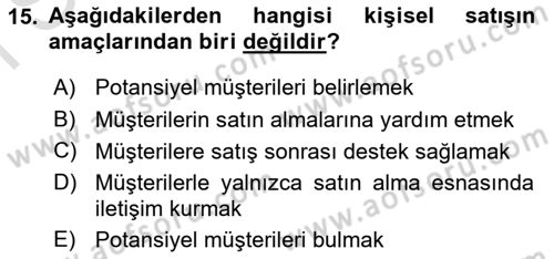 Tanıtım Ve Pazarlama Dersi 2021 - 2022 Yılı (Final) Dönem Sonu Sınav Soruları 15. Soru