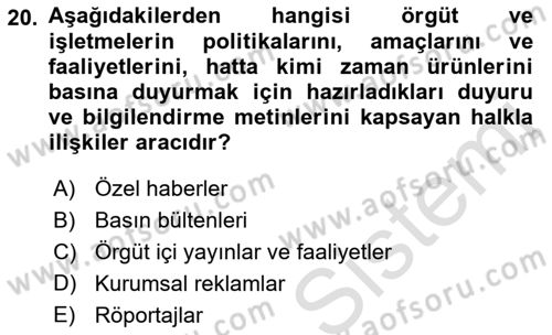 Tanıtım Ve Pazarlama Dersi 2021 - 2022 Yılı (Final) Dönem Sonu Sınav Soruları 20. Soru