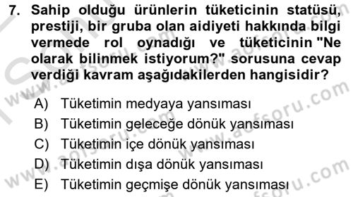 Tanıtım Ve Pazarlama Dersi 2021 - 2022 Yılı (Final) Dönem Sonu Sınav Soruları 7. Soru