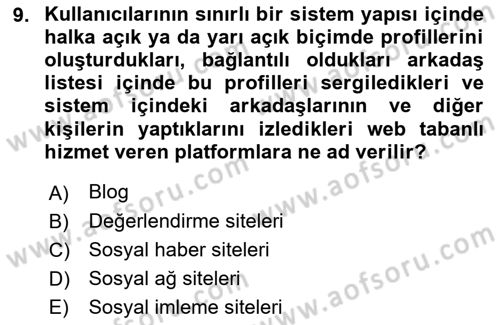 Tanıtım Ve Pazarlama Dersi 2021 - 2022 Yılı (Final) Dönem Sonu Sınav Soruları 9. Soru