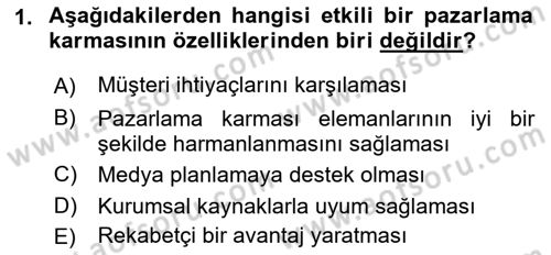 Tanıtım Ve Pazarlama Dersi 2021 - 2022 Yılı Yaz Okulu Sınav Soruları 1. Soru