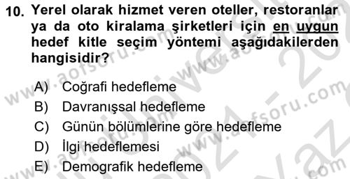 Tanıtım Ve Pazarlama Dersi 2021 - 2022 Yılı Yaz Okulu Sınav Soruları 10. Soru