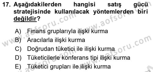 Tanıtım Ve Pazarlama Dersi 2021 - 2022 Yılı Yaz Okulu Sınav Soruları 17. Soru