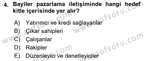 Tanıtım Ve Pazarlama Dersi 2021 - 2022 Yılı Yaz Okulu Sınav Soruları 4. Soru