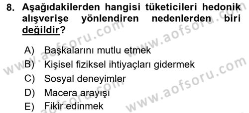 Tanıtım Ve Pazarlama Dersi 2021 - 2022 Yılı Yaz Okulu Sınav Soruları 8. Soru