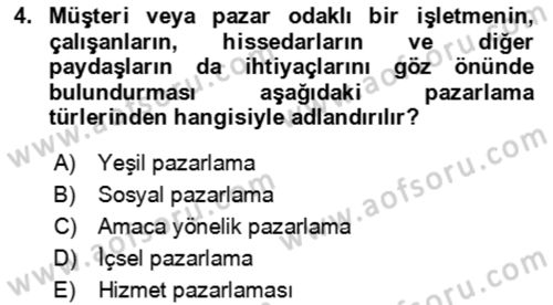 Tanıtım Ve Pazarlama Dersi 2022 - 2023 Yılı (Vize) Ara Sınavı 4. Soru