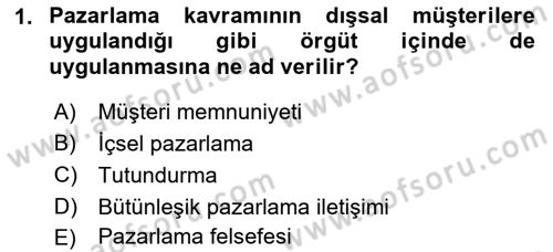 Tanıtım Ve Pazarlama Dersi 2022 - 2023 Yılı (Final) Dönem Sonu Sınav Soruları 1. Soru