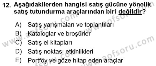Tanıtım Ve Pazarlama Dersi 2022 - 2023 Yılı (Final) Dönem Sonu Sınav Soruları 12. Soru