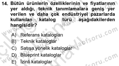 Tanıtım Ve Pazarlama Dersi 2022 - 2023 Yılı (Final) Dönem Sonu Sınav Soruları 14. Soru