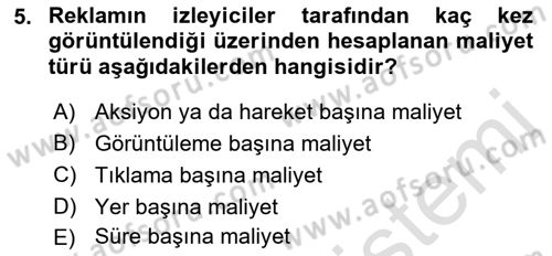 Tanıtım Ve Pazarlama Dersi 2022 - 2023 Yılı (Final) Dönem Sonu Sınav Soruları 5. Soru