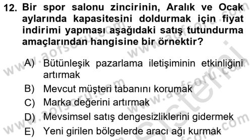 Tanıtım Ve Pazarlama Dersi 2022 - 2023 Yılı Yaz Okulu Sınav Soruları 12. Soru