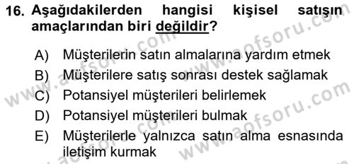 Tanıtım Ve Pazarlama Dersi 2022 - 2023 Yılı Yaz Okulu Sınav Soruları 16. Soru