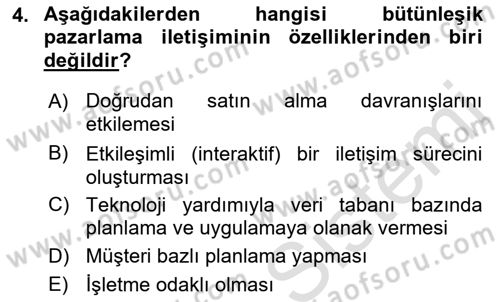 Tanıtım Ve Pazarlama Dersi 2022 - 2023 Yılı Yaz Okulu Sınav Soruları 4. Soru