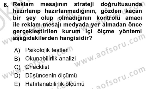 Tanıtım Ve Pazarlama Dersi 2022 - 2023 Yılı Yaz Okulu Sınav Soruları 6. Soru