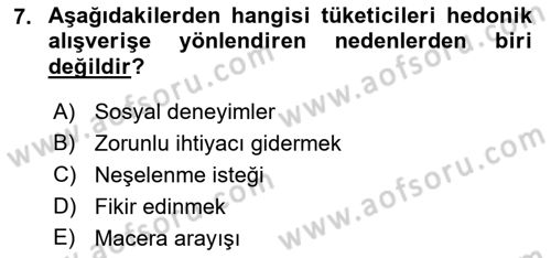 Tanıtım Ve Pazarlama Dersi 2022 - 2023 Yılı Yaz Okulu Sınav Soruları 7. Soru
