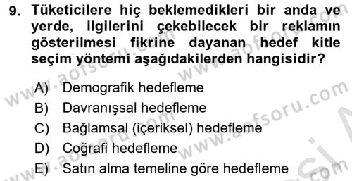 Tanıtım Ve Pazarlama Dersi 2022 - 2023 Yılı Yaz Okulu Sınav Soruları 9. Soru