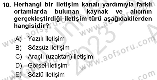 Tanıtım Ve Pazarlama Dersi Ara Sınavı Deneme Sınav Soruları 10. Soru