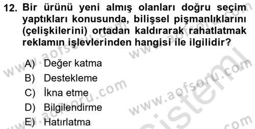 Tanıtım Ve Pazarlama Dersi Ara Sınavı Deneme Sınav Soruları 12. Soru